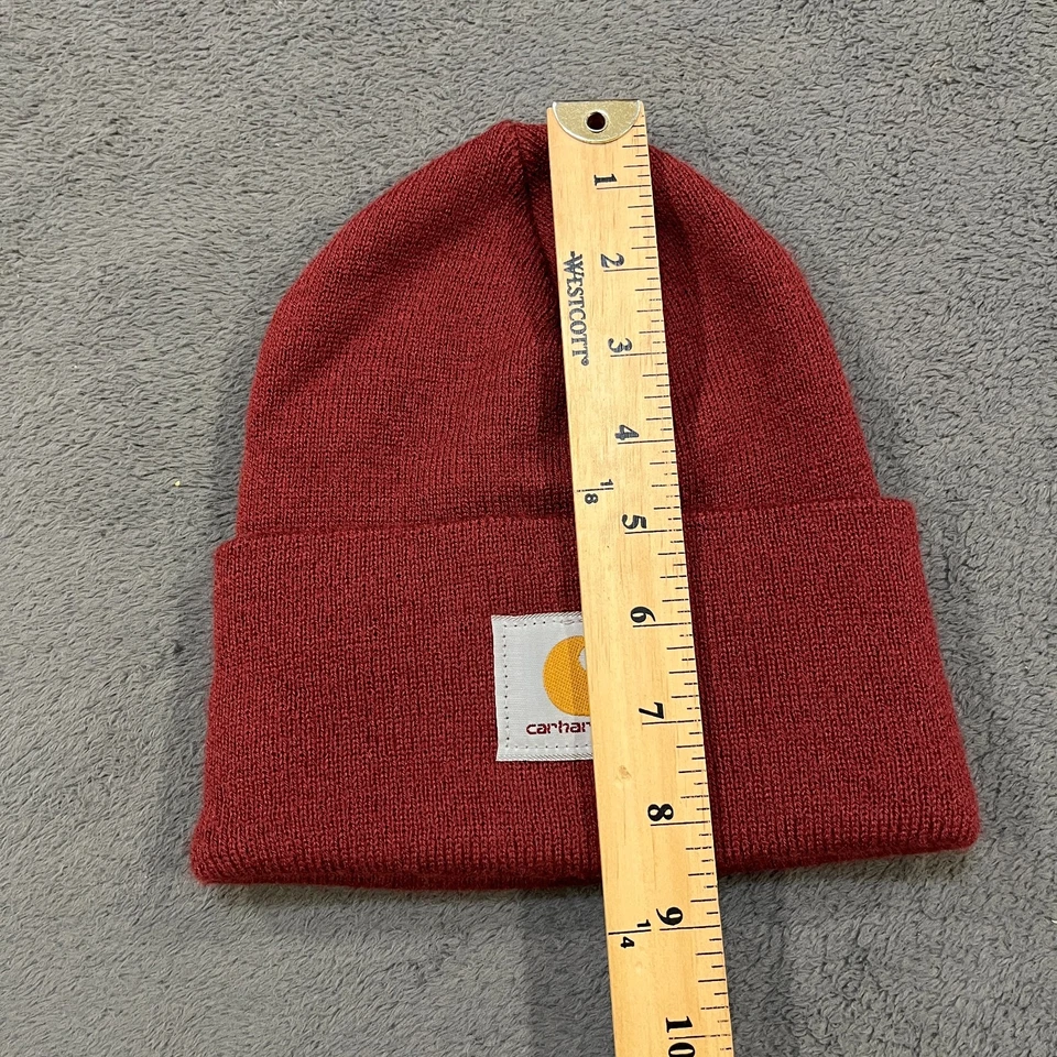 Carhartt WIP Acrílico Reloj Gorro Granate Acanalado Tejido Puños Plegable Sombrero Talla Única Foto 3 de 4