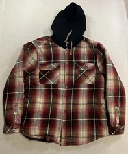 Legendary Whitetails Jacket Men’s Size XL Red Plaid Quilted Hood Flannel Shacket