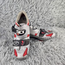 Zapatos de ciclismo de carretera Sidi para niños talla 39 plateados rojos con correa de trinquete con tacos