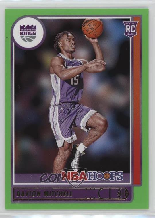 2021-22 Panini NBA Hoops Rookies Neon Green Davion Mitchell #228 Rookie RC
