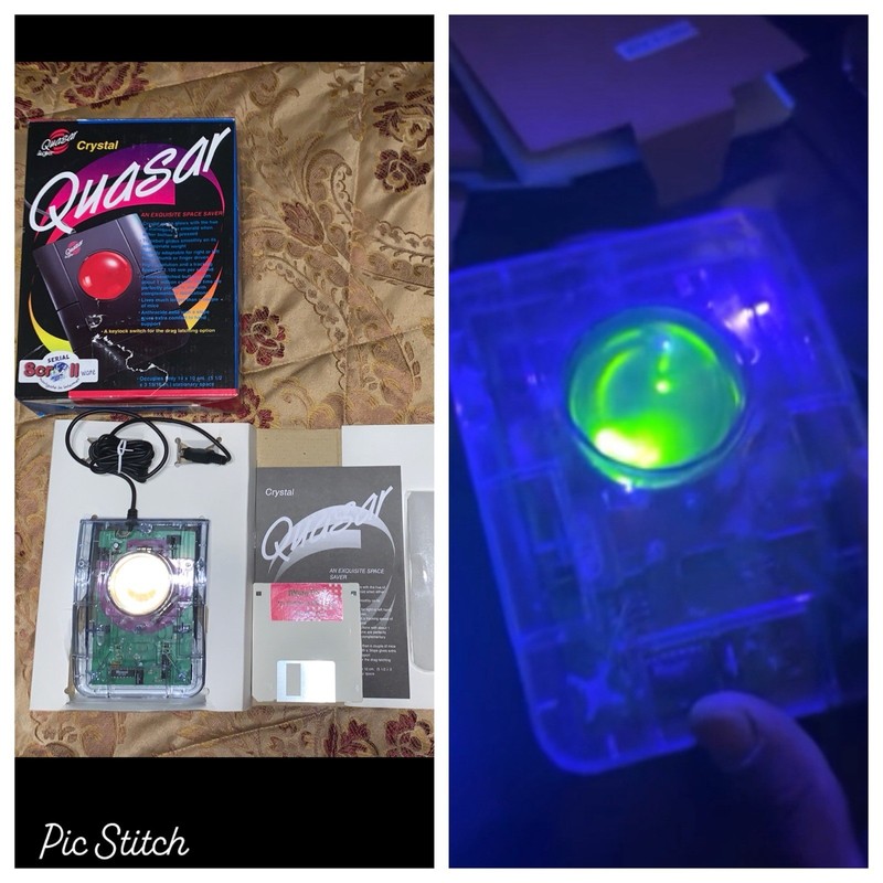 NEW Agiler Quasar Crystal Trackball Mouse IBM PC Commodore Amiga Vintage Oddware