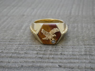Herren Herren Vintage Franklin Mint Sterlingsilber Ring & massiver 14k Gold Adler W