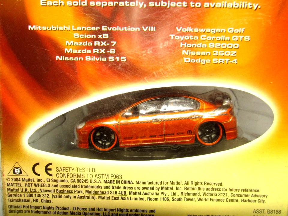 **RARO** Dodge SRT-4 Hot Wheels Hot Import Nights naranja Foto 4 de 4