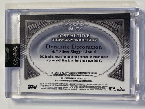 2023 Topps Dynasty Jose Altuve #DAP-JA7 gioco usato patch auto Astros #/10 - Foto 2 di 2
