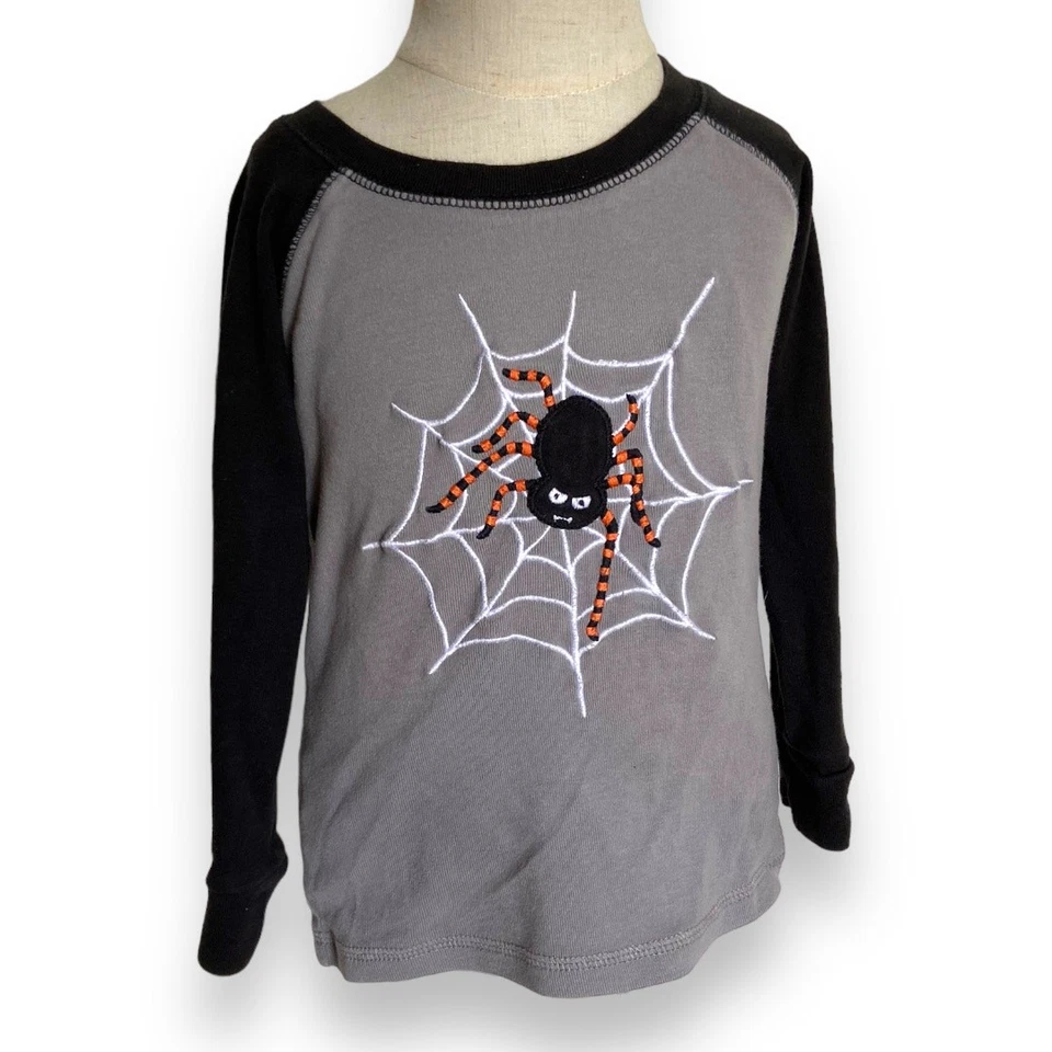 Gymboree Unisex Pajamas Sz 4 Spiderweb Halloween Shop Gymmies PJs Gray Black - Image 3 of 4