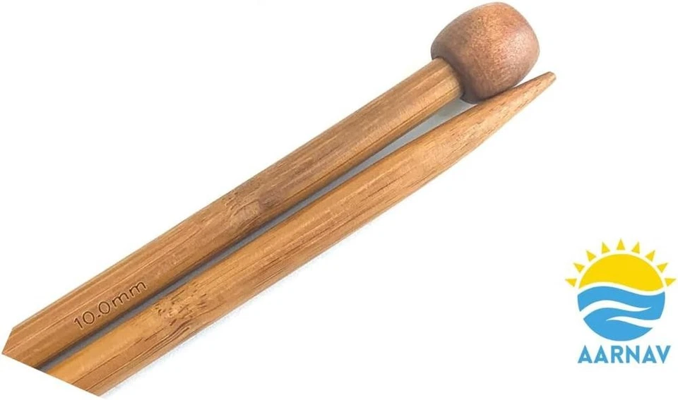 2x35cm 10mm Bamboo Knitting Needles Single Pointed Long Wooden Needles - image 2 of 4