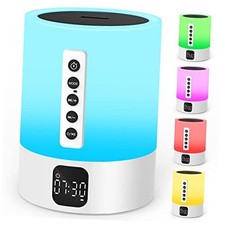 Night Light Bluetooth Speaker Alarm Clock, Sound Machine with White Noise,