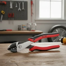 8" Red Electrical Pliers & Crimper - Ergonomic Comfort Grip, Drops Forged Steel