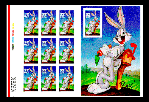 SCOTT #3137 - BUGS BUNNY PRESS SHEET PLATE # PANE - Picture 1 of 3
