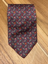 Vintage Christian Dior Monsieur Silk Tie Red Blue Geometric Men OS Made in USA