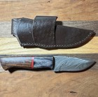 Damascus Steel Hunting Knife Fixed Blade Straight Edge Wood Handle With Sheath — photo 2