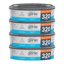    Diaper Genie Refill 4 Pack 320 Round   Holds 1280 Diapers Unscented NEW - FL