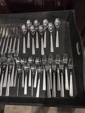 39 Pc Lot, Studio William TILIA - MIRROR SATIN ~ Stainless Flatware EUC