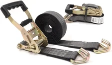US Cargo Control Blackline Ratchet Straps Heavy Duty 2 Straps, Black 