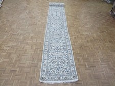 2'8 x 15'11 Hand Knotted Ivory Nain All Over Design Runner Rug With SIlk G16153