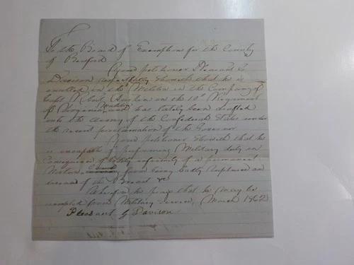 Civil War Confederate Document 1862 10th Virginia Militia Bedford County Paper