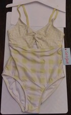 Cat  Jack Girls One Piece Swimsuit Yellow Gingham Size M 8 
