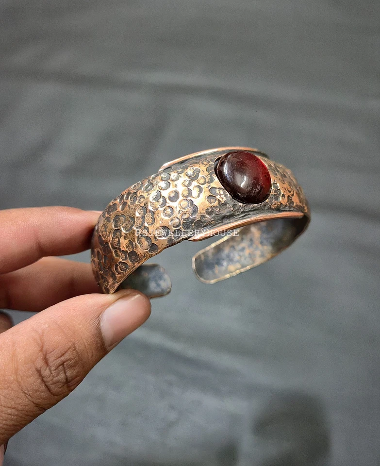 Pulsera de labradorita roja brazalete envuelto en alambre de cobre pulsera ajustable para regalo Foto 2 de 4