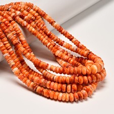 Natural Graduated Orange Spiny Oyster Smooth Rondelle Beads 2-5x5-10mm 16" Strd