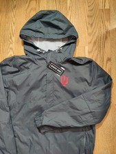 Indiana University Windbreaker Pullover Jacket Mens Medium Gray 1/4 Zip Logo NWT