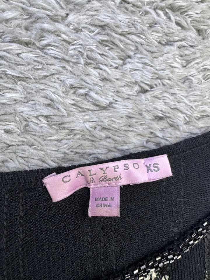 Suéter Calypso St Barth Mujer XS Mezcla de Lana Lentejuelas Rayas Vestido Caprichoso Y2K Foto 3 de 4