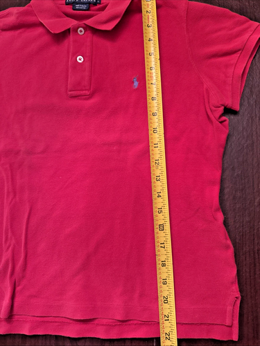 Ralph Lauren Vintage Short Sleeve The Skinny Polo RED Women Large 100% Cotton - Picture 8 of 11