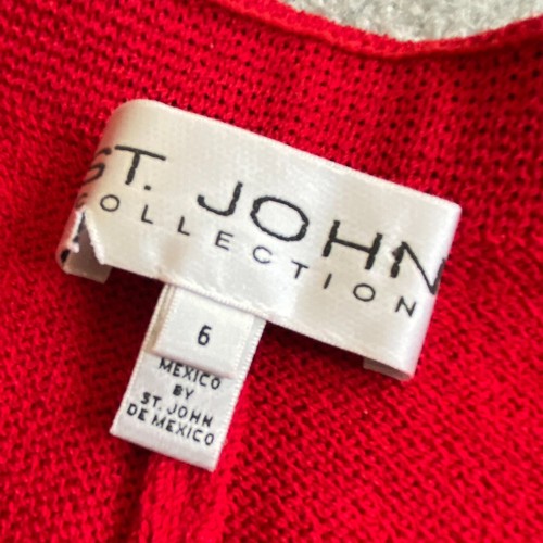 Pantalones rojos tejidos St. John Collection Santana pierna recta vintage talla 6 - Imagen 4 de 5