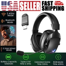 Wireless Gaming Headphones 2.4GHz USB Gaming Headset for PC/Switch/PS5/PS4
