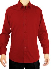 Giovanni Men's Apple Red Convertible Cuff Dress Shirt