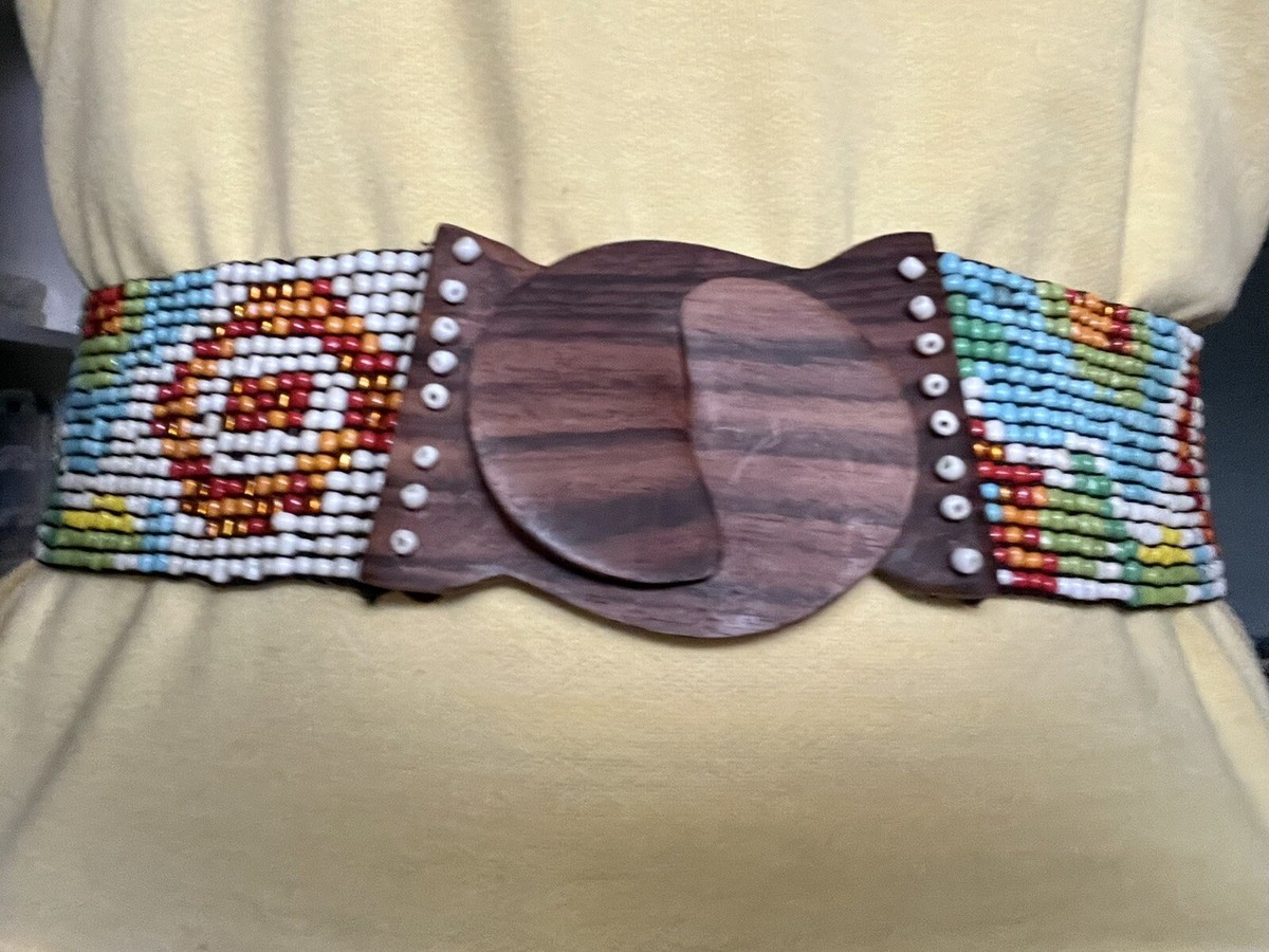 Vintage Multicolor Beaded Southwestern Stretch Belt With  display picture 1