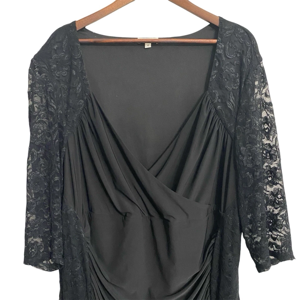 Kiyonna Vestido Mujer’s 4X Sexy Drapeado Acanalado Ajustado Elástico Encaje Fiesta Adelgazante Foto 3 de 4