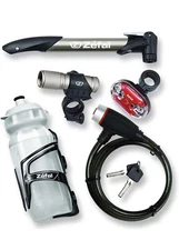 Zefal Bicycle Starter Pack-Front+Rear Lights,Pump,Cable Lock+keys,bottle w cage
