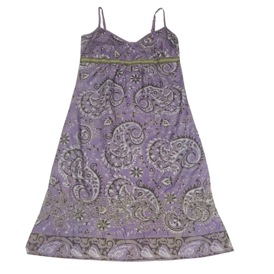 ESPRIT Womens Size 8 Strappy Dress Feature Beads Cotton Lined Purple Paisley EUC - image 4 of 4