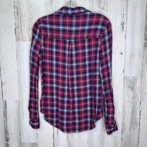 Camisa Aeropostale Niños Franela a Cuadros Botón Frontal Rojo Azul Talla Mediana Foto 2 de 4