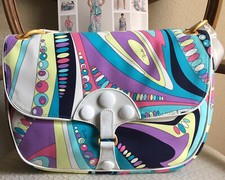 EMILIO PUCCI WOMANS DAY BAG COTTON/LEATHER 2007 SS. LTD . NEW W.TAG