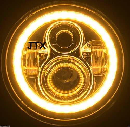 7" LED Headlights CHROME BLUE Fiat 850 600 1500-2300 1500 132 130 Flash AMBER - Picture 10 of 10