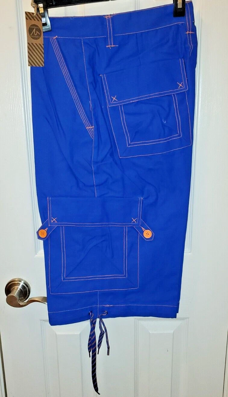 Member's Property Men's Cargo Shorts Blue W Orange Size 36 New W Tags