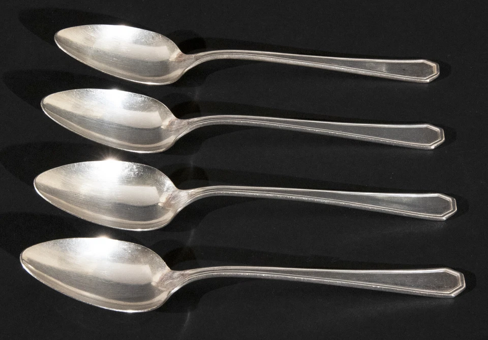 Desoto Silverplate Table Serving Spoons (4) Intl Silver Co XII 1929 Deco - Image 2 of 4