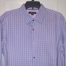Banana Republic Slim Fit Button Up Shirt Purple Large Check Men's 16 16 1/2