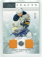 14-15 UD Upper Deck Artifacts  Cody Hodgson  /12  Dual Jerseys  Auto