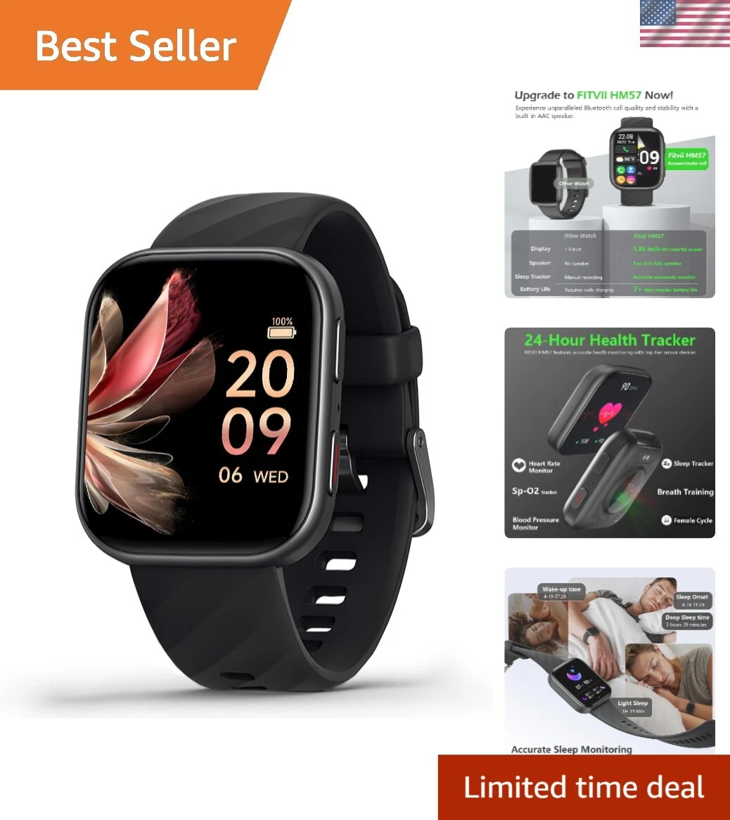 1.85-Inch Health & Fitness Smart Watch - Sleep & Activity Tracking for Everyone