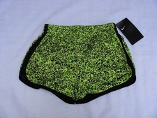 NWT Girls Sz 6 NIKE Tempo Running Shorts Fine Mesh Lined Poly Volt Yell/Blk Mix