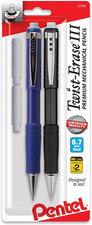 Pentel  Twist-Erase  III Mechanical Pencils, 0.7Mm, Assorted Barrel Colors, 2 Co