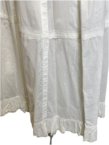 Antique Victorian Petticoat Slip Skirt White Cotton Lace - Picture 21 of 24