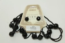 NWT ARIZONA Brand Black Glass 60" Single Strand Necklace & Stud Earrings