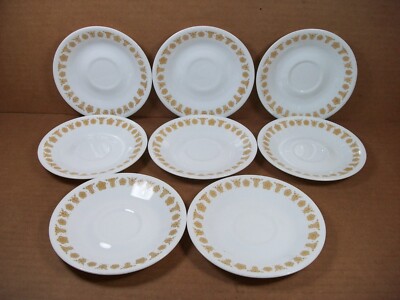 Set of 8 ~ Corelle Butterfly Gold ~ 6.2'' Saucer Plates