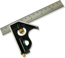 6" Combination Square with Built-in Level - 8-in-1 Carpenter's Tool adjustable