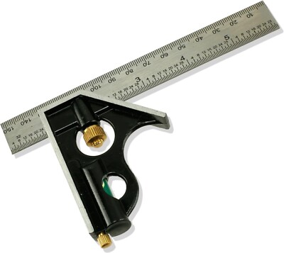 6'' Combination Square with Built-in Level - 8-in-1 Carpenter's Tool adjustable