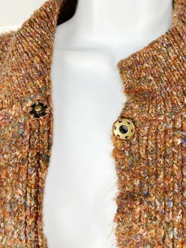 Small Ruby Road Sweater Knit Cardigan Fringe Bottom Brown Faux Cape - Picture 4 of 6