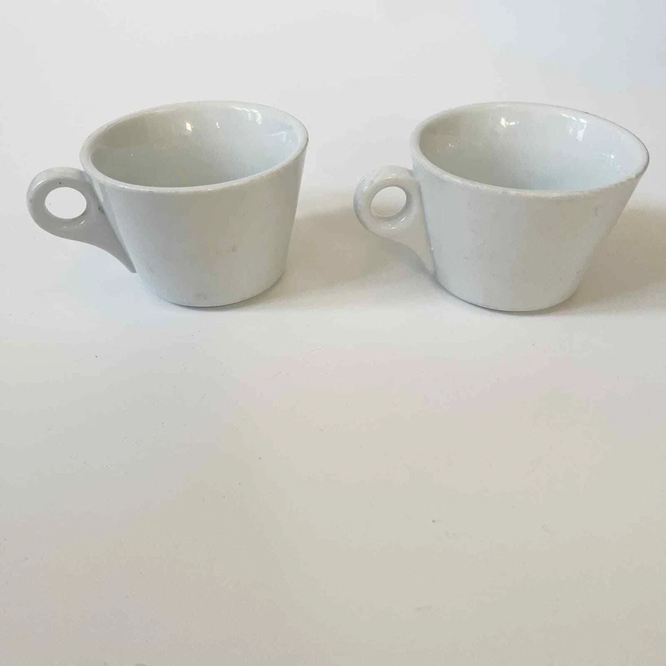JUEGO DE 2 TAZAS DE CAFÉ LAVAZZA RESTAURANTE GRANDES 3.5" CINTA AZUL PORCELANA BLANCO Foto 2 de 4